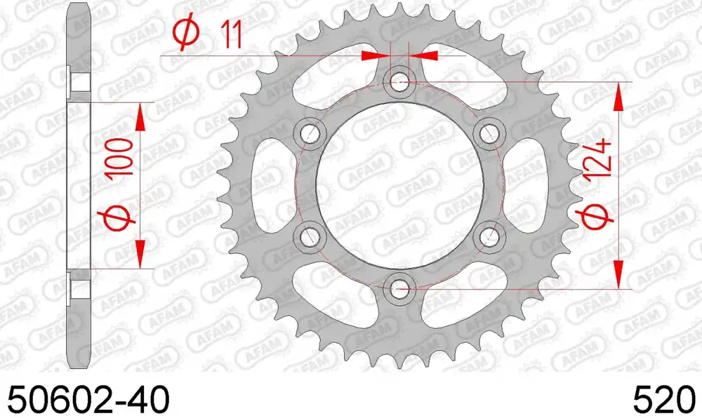 AFAM - REAR STEEL 40T, 520 - Sprockets - Compatibel met Ducati Lage Prijs