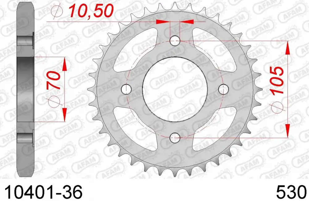 Authentiek AFAM - REAR STEEL 36T, 530 - Sprockets - Compatibel met Honda