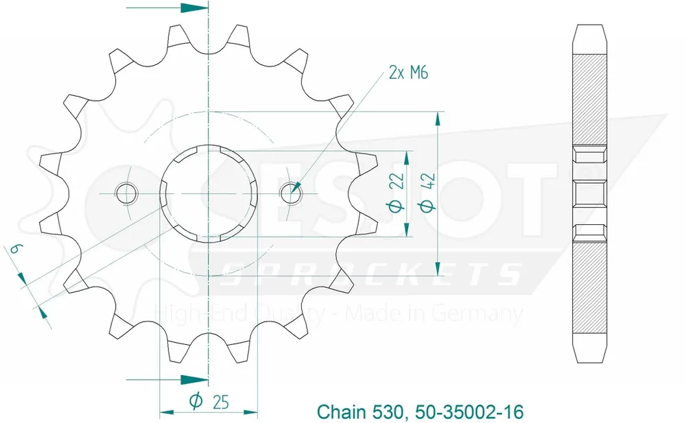 ESJOT - FRONT 16T, 530 - Sprockets - Compatibel met Honda Groothandel