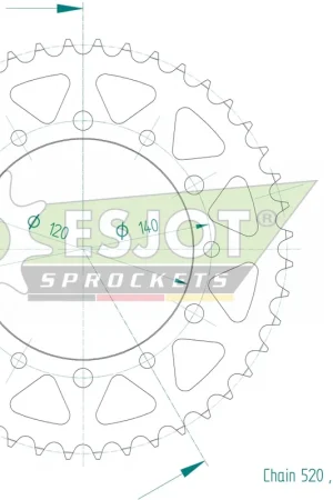 Dagaanbieding ESJOT - REAR ALU 44T, 520 - Sprockets - Compatible met Kawasaki