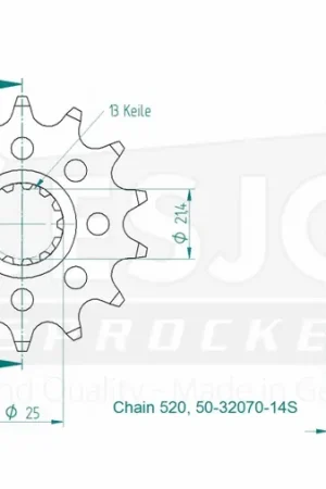 ESJOT - FRONT 14T, LIGHT, 520 - Sprockets - Compatibel met diverse Kawasaki modellen Gecertificeerd