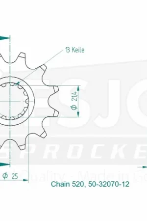 ESJOT - FRONT 12T, 520 - Sprockets - Geschikt voor verschillende Kawasaki modellen Korting