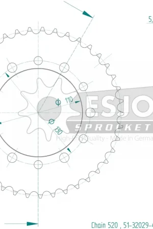 Professioneel ESJOT - REAR ALU 41T, 520 - Sprockets - Lichtgewicht en duurzaam