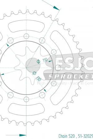 ESJOT - REAR ALU 46T, 520 - Sprockets - BLACK Rechtstreeks Van De Fabrikant