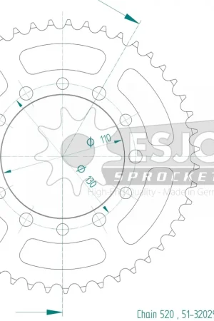 Gecertificeerd ESJOT - REAR ALU 47T - Sprockets - BLACK