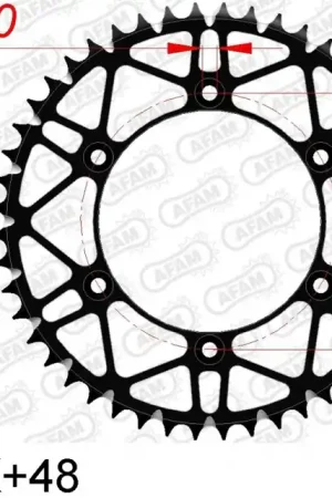 Populair AFAM - REAR STEEL SUPER LIGHT 48T - Sprockets - 520, BLACK