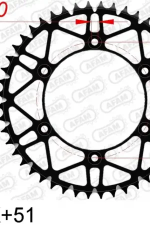 AFAM - REAR STEEL SUPER LIGHT 51T - Sprockets - 520, BLACK Laatste Kans