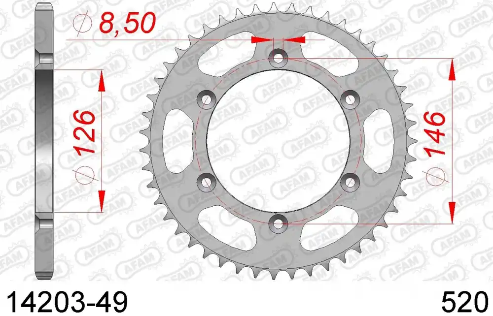 AFAM - REAR STEEL 49T 520 - Sprockets - 49T Gereduceerde Prijs