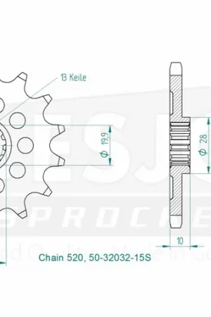 Laatste Versie ESJOT - FRONT 15T, LIGHT, 520 - Sprockets - Geschikt voor diverse Suzuki modellen