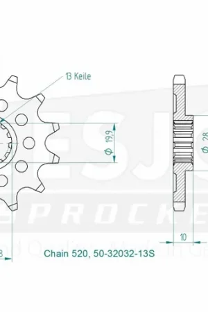 ESJOT - FRONT 13T, LIGHT, 520 - Sprockets - Geschikt voor Suzuki motoren Nieuwe Collectie