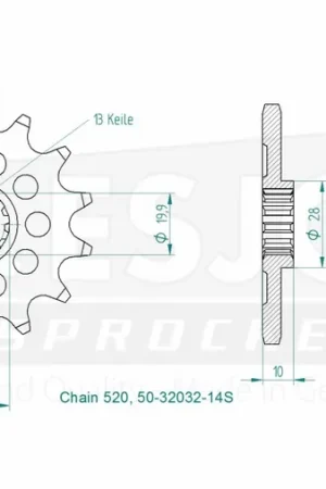 ESJOT - FRONT 14T, LIGHT, 520 - Sprockets - Compatibel met Suzuki Bestseller