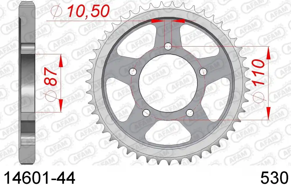 AFAM - REAR STEEL 44T, 530 - Sprockets - Compatibel met Suzuki Shop Nu