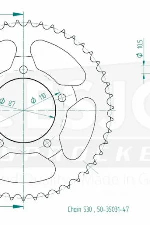 ESJOT - REAR STEEL 47T, 530 - Sprockets - Hoogwaardige kwaliteit Gratis Verzending