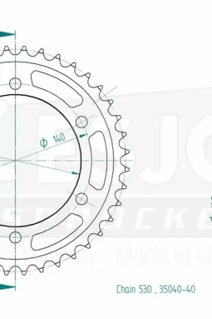 In De Mode ESJOT - REAR STEEL 40T, 530 - Sprockets - Geschikt voor Kawasaki en Suzuki