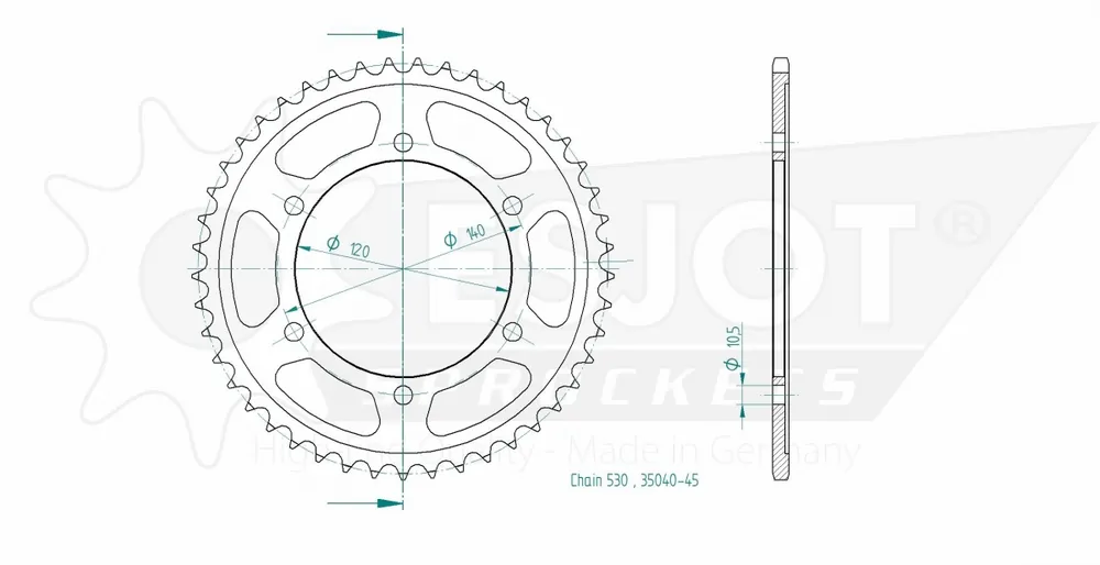 Hoge Kwaliteit ESJOT - REAR STEEL 45T - Sprockets - 530