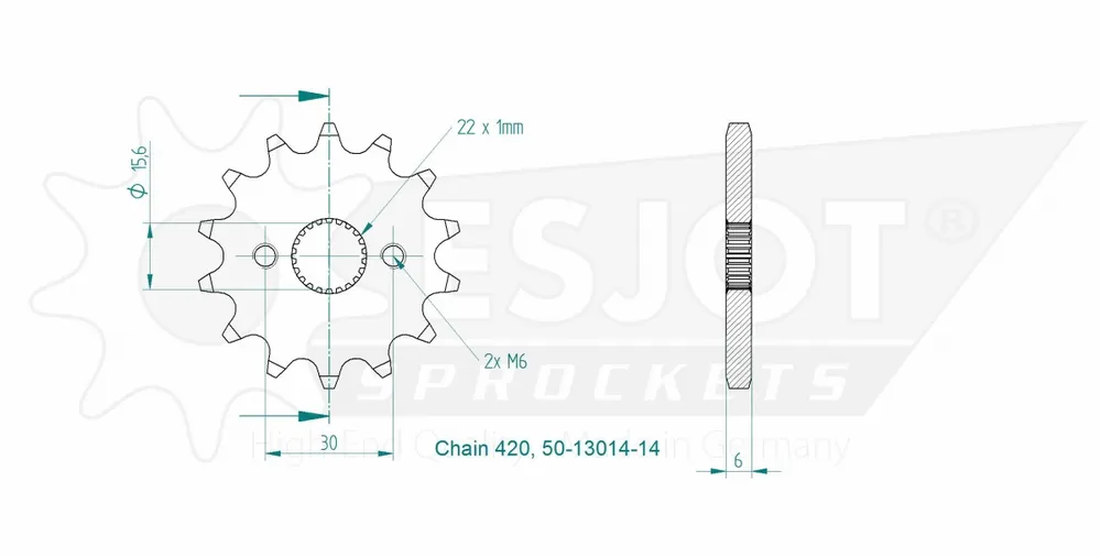 ESJOT - FRONT 14T, 420 - Sprockets - Compatibel met Honda Ambachtelijk