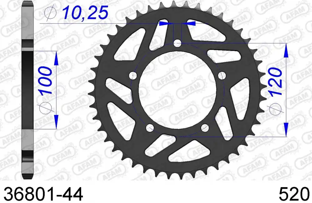 AFAM - REAR ALU 44T, 520 - Sprockets - Geschikt voor diverse Aprilia modellen Favoriet