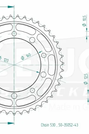 ESJOT - REAR STEEL 43T, 530 - Sprockets - Geschikt voor meerdere modellen Laatste Kans