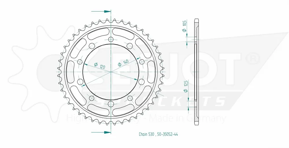ESJOT - REAR STEEL 44T, 530 - Sprockets - Duurzaam en Betrouwbaar Koop Vandaag