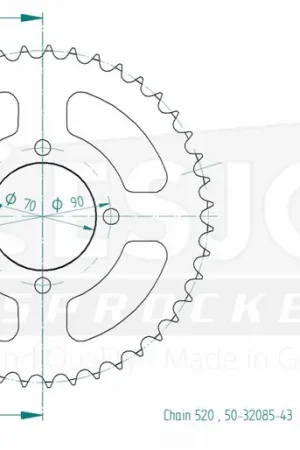 ESJOT - REAR STEEL 43T, 520 - Sprockets - Geschikt voor Kawasaki In De Mode