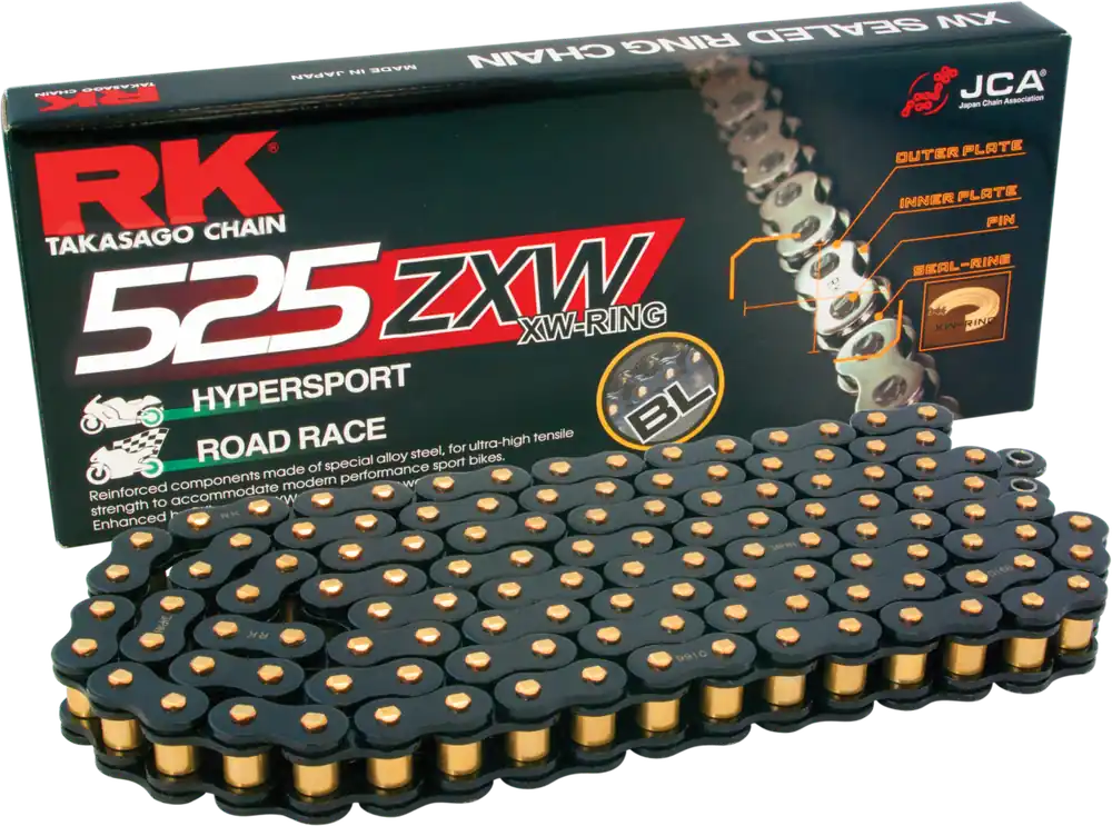 Goedkoop RK - BL525ZXW - Chains - BLACK-GOLD, ULTRA REINFORCED