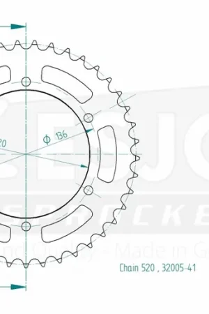 Handgemaakt ESJOT - REAR STEEL 41T, 520 - Sprockets - Geschikt voor Yamaha