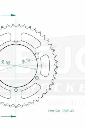 Hete Deal ESJOT - REAR STEEL 45T, 520 - Sprockets - Compatibel met Yamaha