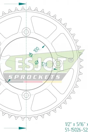 ESJOT - REAR ALU 52T, 428 - Sprockets - BLACK Tijdelijk Beschikbaar