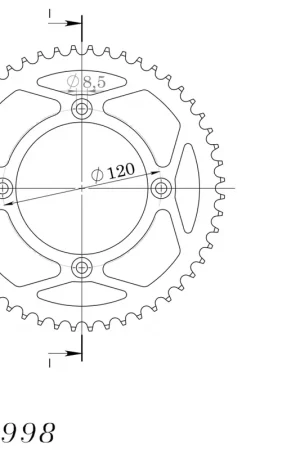 Laatste Versie SUPERSPROX - REAR STEEL 52T, BLACK, 428 - Sprockets - Compatibel met Suzuki en Yamaha