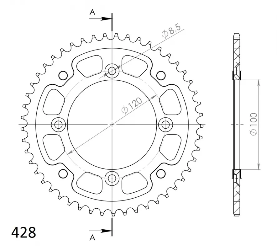 Bulkbestelling SUPERSPROX - REAR STEALTH 49T, GOLD, 428 - Sprockets - 49T