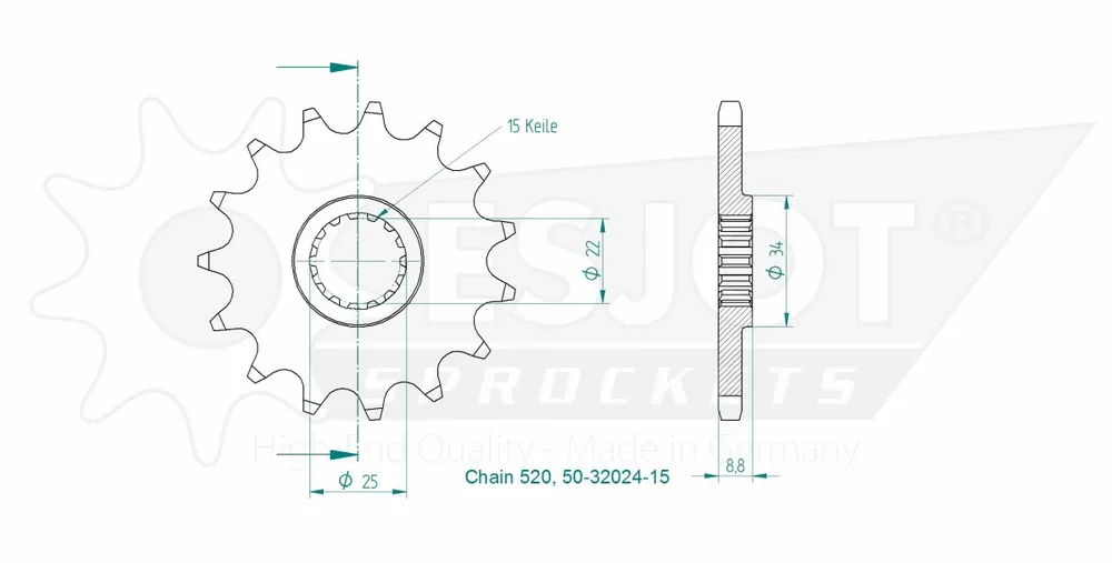 Beste Prijs ESJOT - FRONT 15T, 520 - Sprockets - 15T