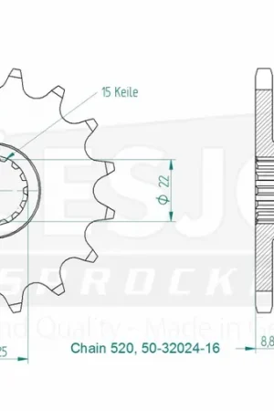 ESJOT - FRONT 16T, 520 - Sprockets - Compatibel met diverse modellen Goedkoop