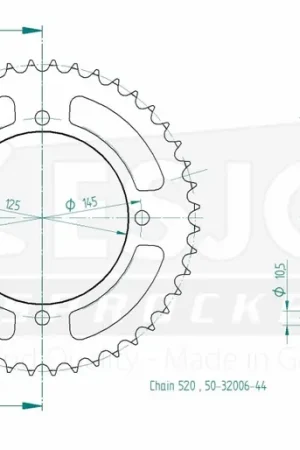 Groothandel ESJOT - REAR STEEL 44T, 520 - Sprockets - Hoogwaardige staalconstructie