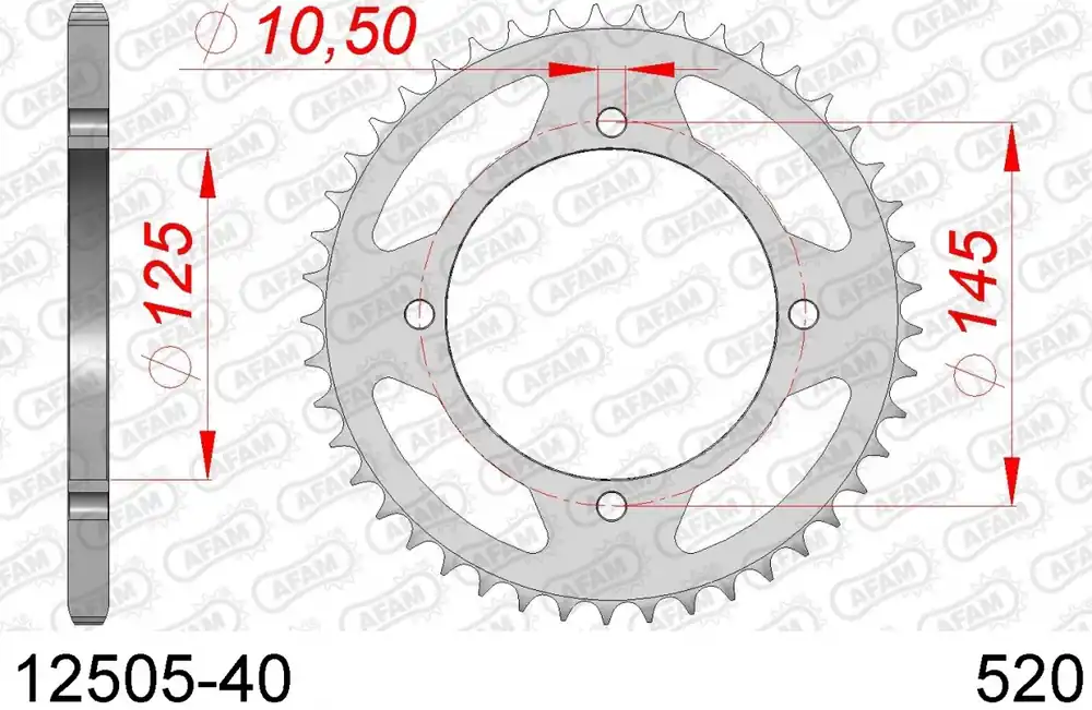 AFAM - REAR STEEL 40T, 520 - Sprockets - Compatibel met Yamaha Betaalbaar
