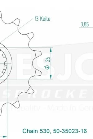 Lage Prijs ESJOT - FRONT 16T, 530 - Sprockets - Compatibel met Honda