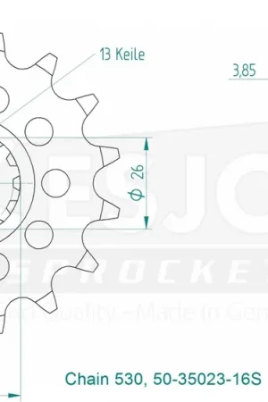 ESJOT - FRONT 16T, LIGHT, 530 - Sprockets - Geschikt voor Honda Beperkte Voorraad
