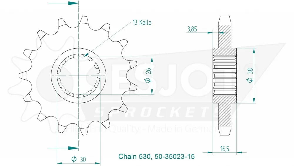 Plaats Bestelling ESJOT - FRONT 15T, 530 - Sprockets - Geschikt voor Honda