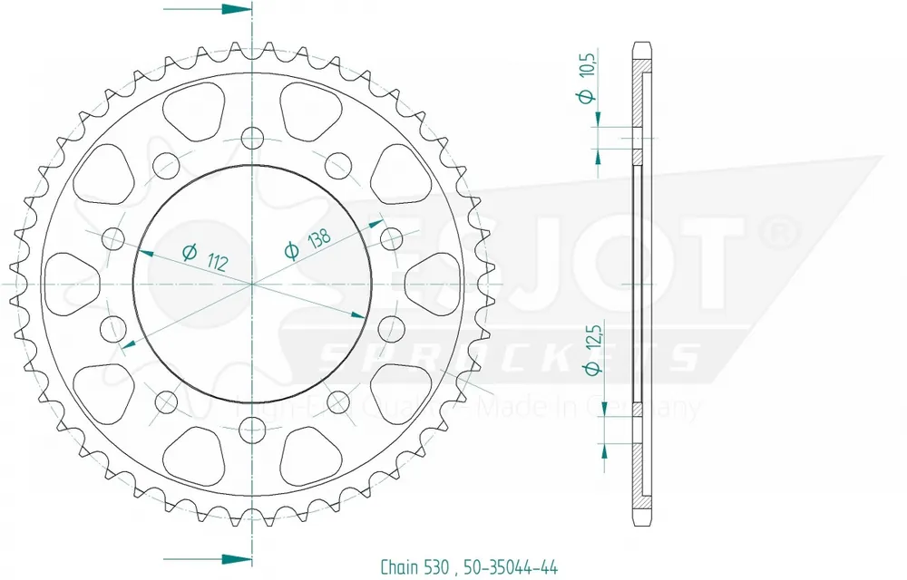 ESJOT - REAR STEEL 44T, 530 - Sprockets - Geschikt voor diverse Honda modellen Alleen Vandaag