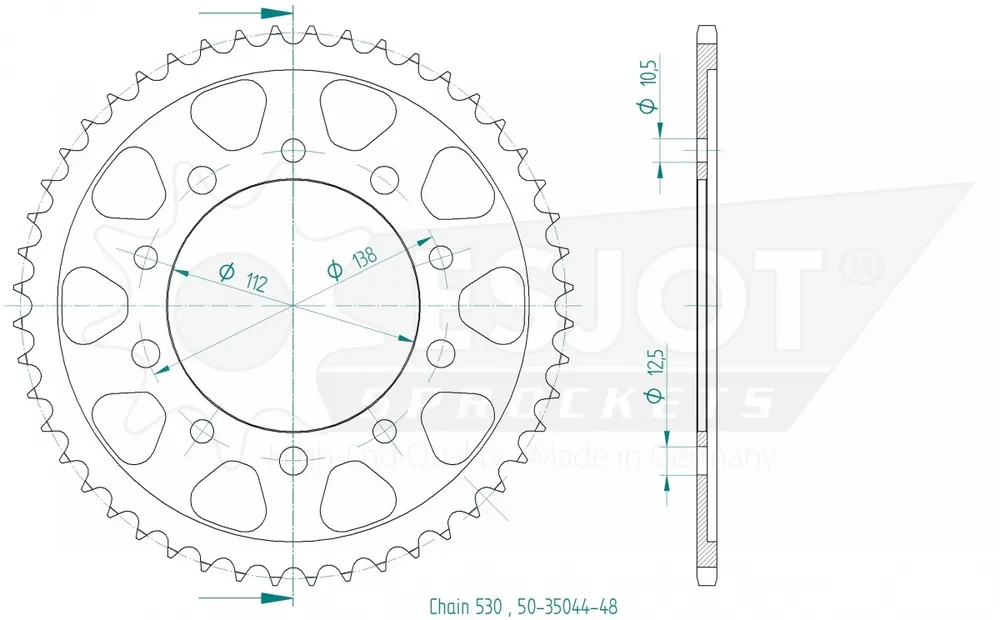ESJOT - REAR STEEL 48T, 530 - Sprockets - Geschikt voor Honda en Yamaha Geld-Terug-Garantie