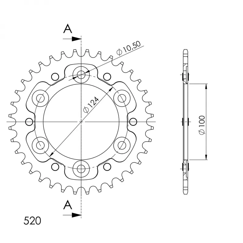 Ambachtelijk SUPERSPROX - REAR STEALTH 36T, GOLD, 520 - Sprockets - Geschikt voor Ducati