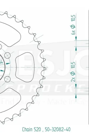 ESJOT - REAR STEEL 40T, 520 - Sprockets - Compatibel met Kawasaki en Suzuki Tijdelijk Beschikbaar