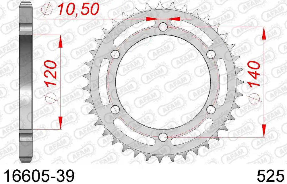 AFAM - REAR STEEL 39T, 525 - Sprockets - Geschikt voor diverse modellen Koop Online