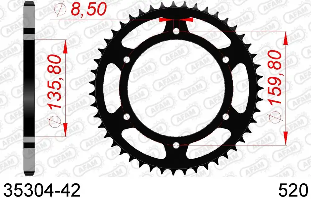 AFAM - REAR STEEL 42T, 520 - Sprockets - Hoogwaardige staalconstructie Groothandel