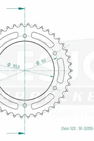 Koop Vandaag ESJOT - REAR STEEL 42T, 520 - Sprockets - Hoogwaardige staalconstructie