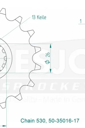 Must-Have ESJOT - FRONT 17T, 530 - Sprockets - Compatibiliteit met Yamaha