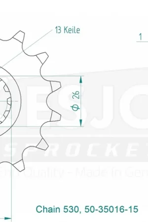 Alleen Vandaag ESJOT - FRONT 15T, 530 - Sprockets - Compatibel met diverse Yamaha modellen