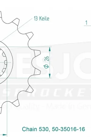 ESJOT - FRONT 16T, 530 - Sprockets - Kwaliteitsproduct voor Yamaha Populair