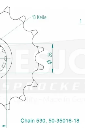 Trendy ESJOT - FRONT 18T, 530 - Sprockets - Compatibel met Yamaha