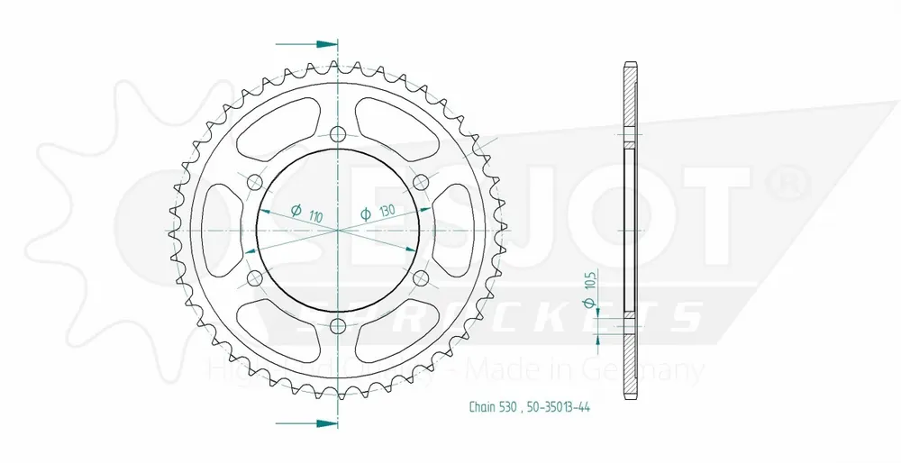 ESJOT - REAR STEEL 44T, 530 - Sprockets - Duurzaam en Betrouwbaar Direct Beschikbaar