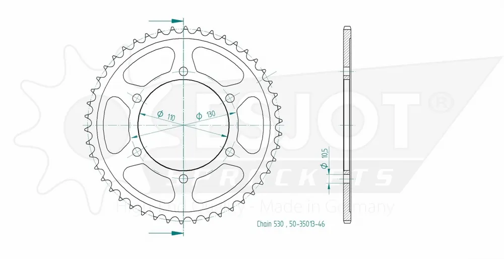 ESJOT - REAR STEEL 46T, 530 - Sprockets - 46T Speciale Aanbieding